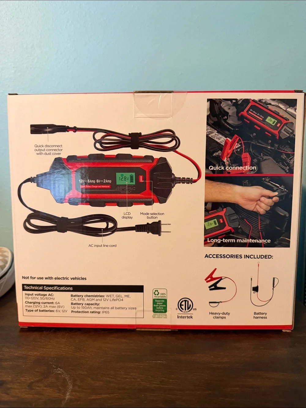 6AMP Red & Black Battery Charger & Maintainer